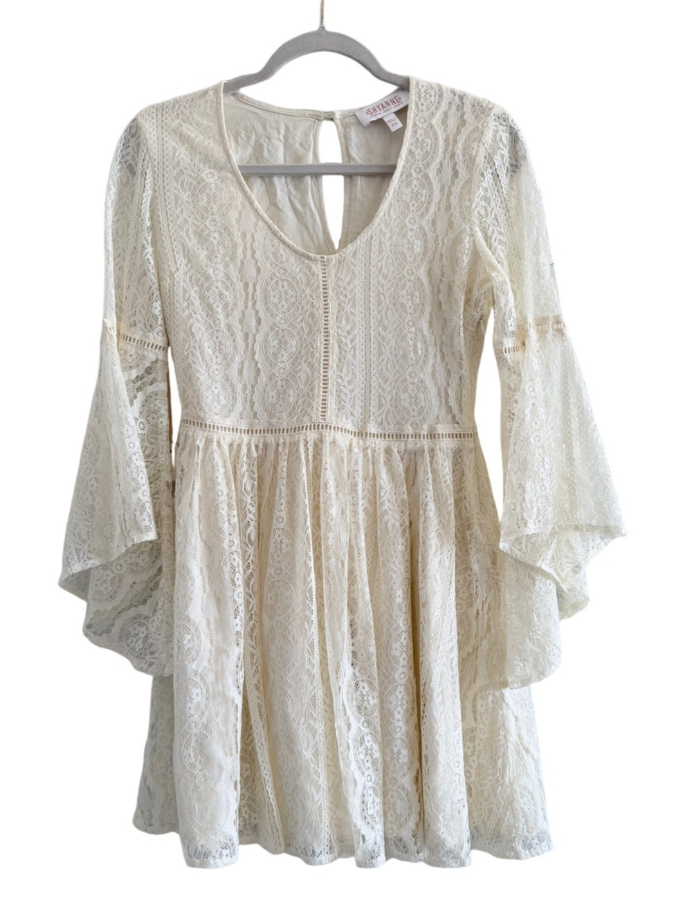 SHYANNE Lace Western Dress Cream Size XS Boho Romantic Mini Dress - Picture 2 of 13